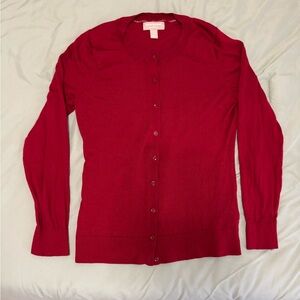 Women's Red Wool Cardigan Sweater